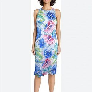 BETSEY JOHNSON Women Watercolor Lace Dress Sz 2 Sheath Floral Sleeveless 71-4